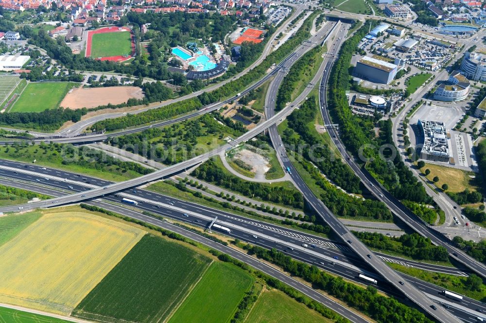 Aerial image Leonberg - Highway triangle the federal motorway A 81 in Leonberg in the state Baden-Wuerttemberg, Germany