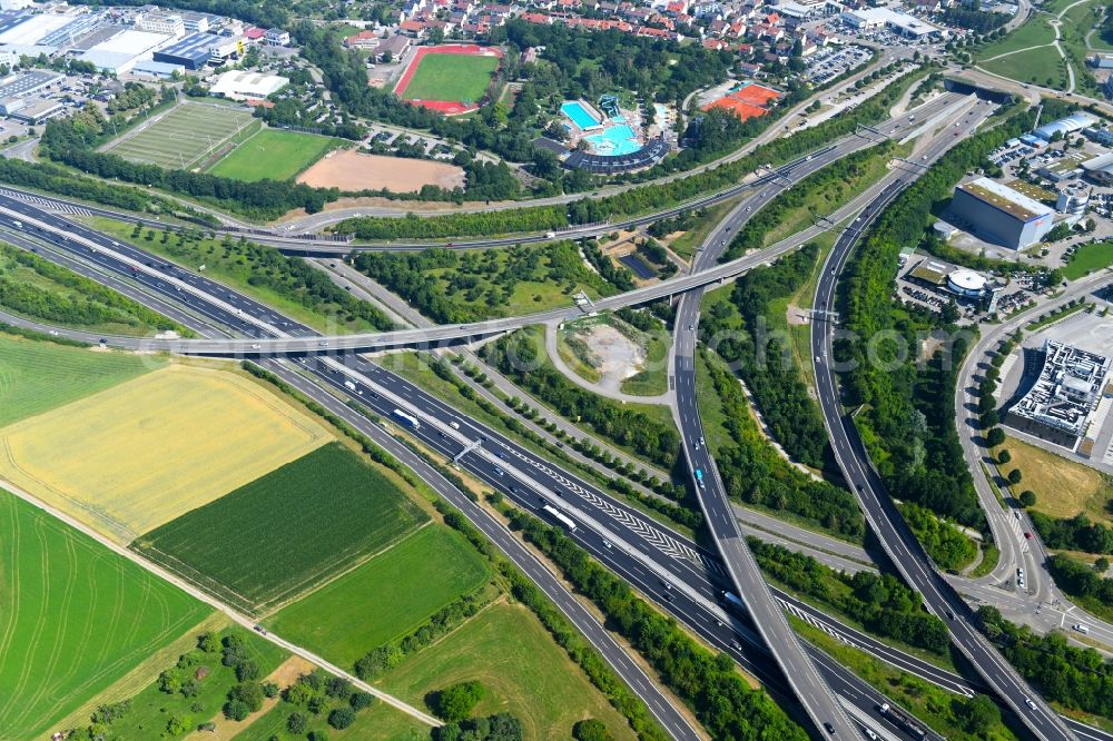 Aerial photograph Leonberg - Highway triangle the federal motorway A 81 in Leonberg in the state Baden-Wuerttemberg, Germany