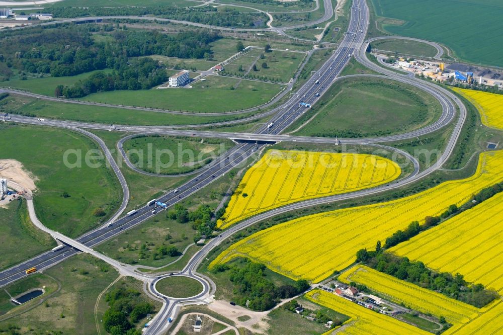 Aerial photograph Schönefeld - Highway triangle the federal motorway A 113 in Schoenefeld in the state Brandenburg, Germany