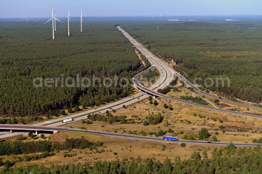 Aerial photograph Spreenhagen - Highway triangle the federal motorway A 10 - A12 in Spreenhagen in the state Brandenburg