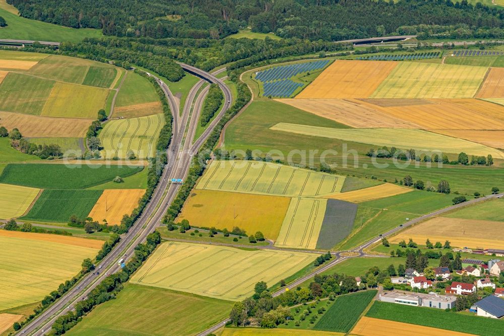Aerial image Bad Dürrheim - Highway triangle the federal motorway A 81 bei Bad Duerrheim in Bad Duerrheim in the state Baden-Wuerttemberg, Germany