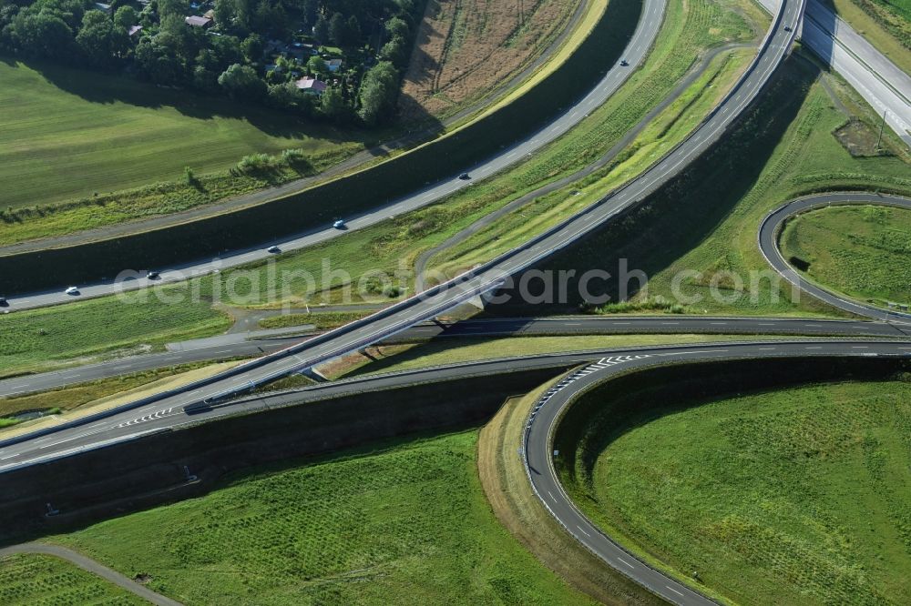 Aerial image Schwanebeck - Motorway triangle lanes of the BAB A 10 - A11 Dreieck Barnim in Schwanebeck in the state Brandenburg, Germany
