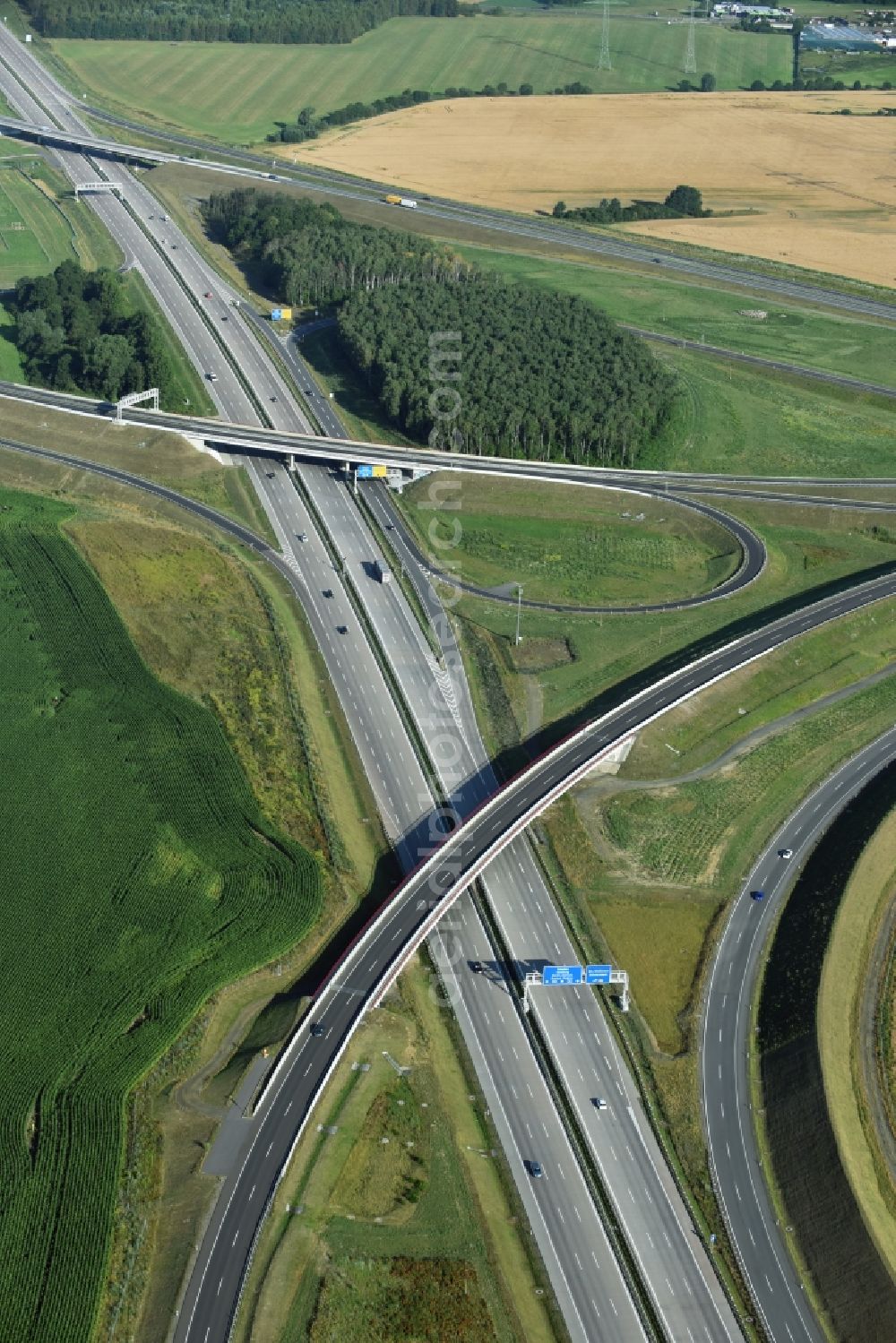 Aerial photograph Schwanebeck - Motorway triangle lanes of the BAB A 10 - A11 Dreieck Barnim in Schwanebeck in the state Brandenburg, Germany