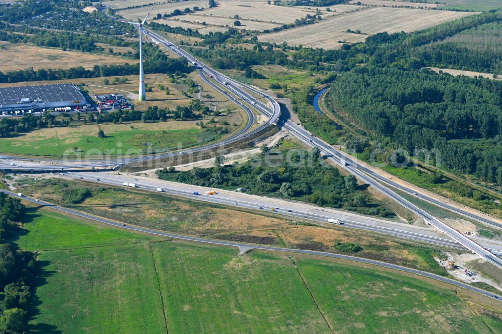 Aerial image Schönerlinde - Motorway triangle lanes of the BAB A114 - A10 - Dreieck Pankow in Schoenerlinde in the state Brandenburg, Germany