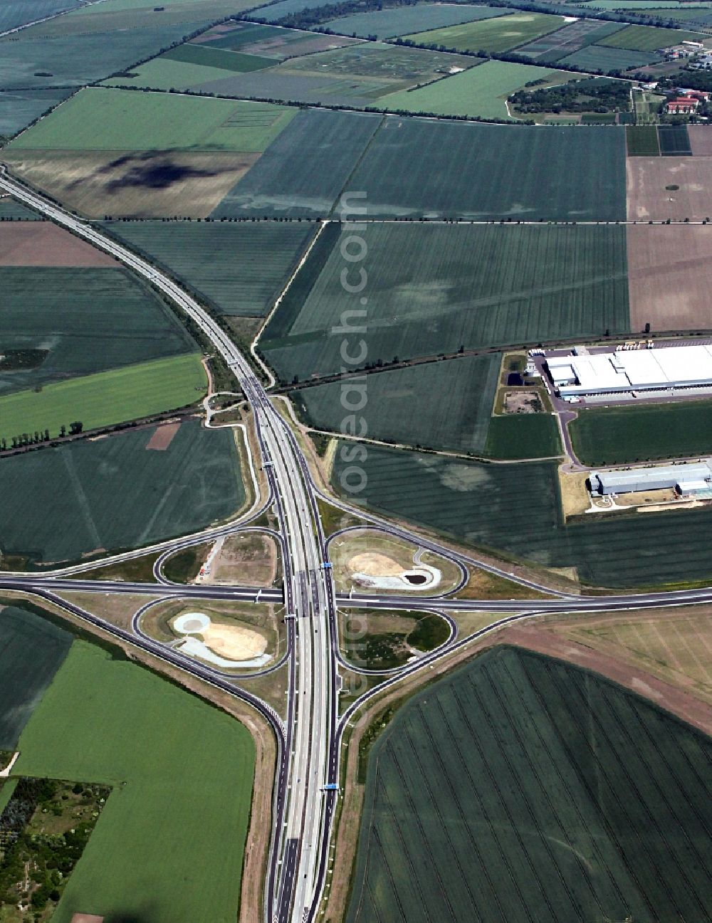 Ilberstedt from above - Highway interchange near Ilberstedt in Saxony Anhalt