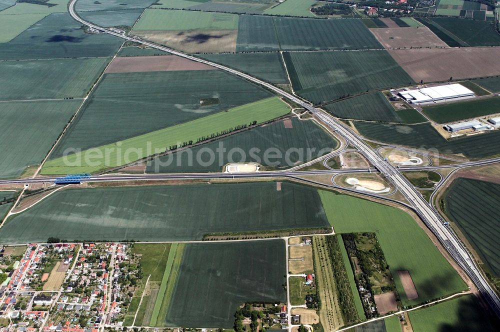 Aerial image Ilberstedt - Highway interchange near Ilberstedt in Saxony Anhalt