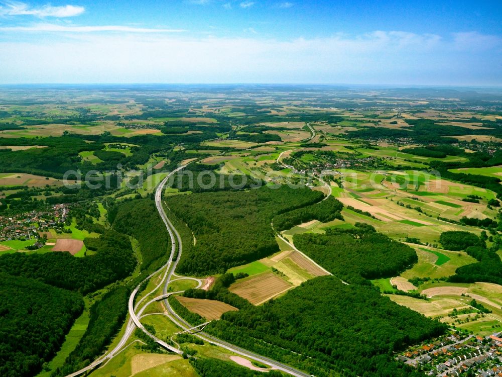 Aerial image Pirmasens OT Windsberg - Course of the A8 motorway BAB federal highway in Windsberg, a part of Pirmasens in the state of Rhineland-Palatinate