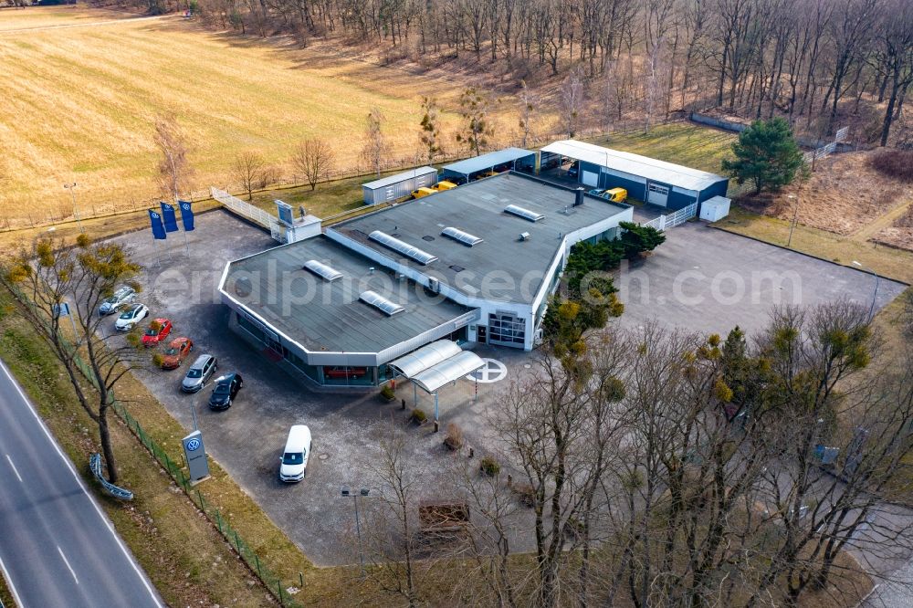 Aerial photograph Eberswalde - Car dealership building Autohaus Schatka GmbH & Co KG in Eberswalde in the state Brandenburg, Germany