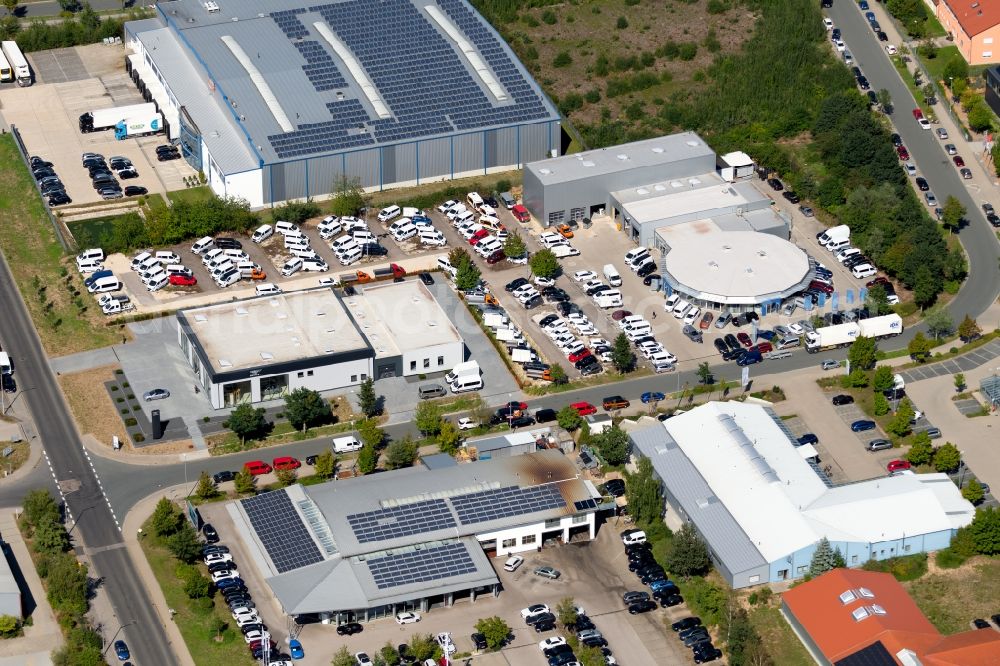 Roth from the bird's eye view: Car dealership building Auto-Fliegl GmbH at Bortenmacherstrasse in Roth in the state Bavaria, Germany