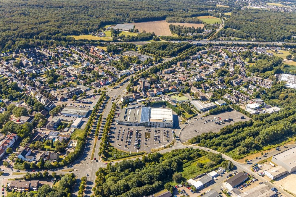 Bottrop from the bird's eye view: Car dealership building of Brabus GmbH on Brabus-Allee in the district Eigen in Bottrop in the state North Rhine-Westphalia, Germany