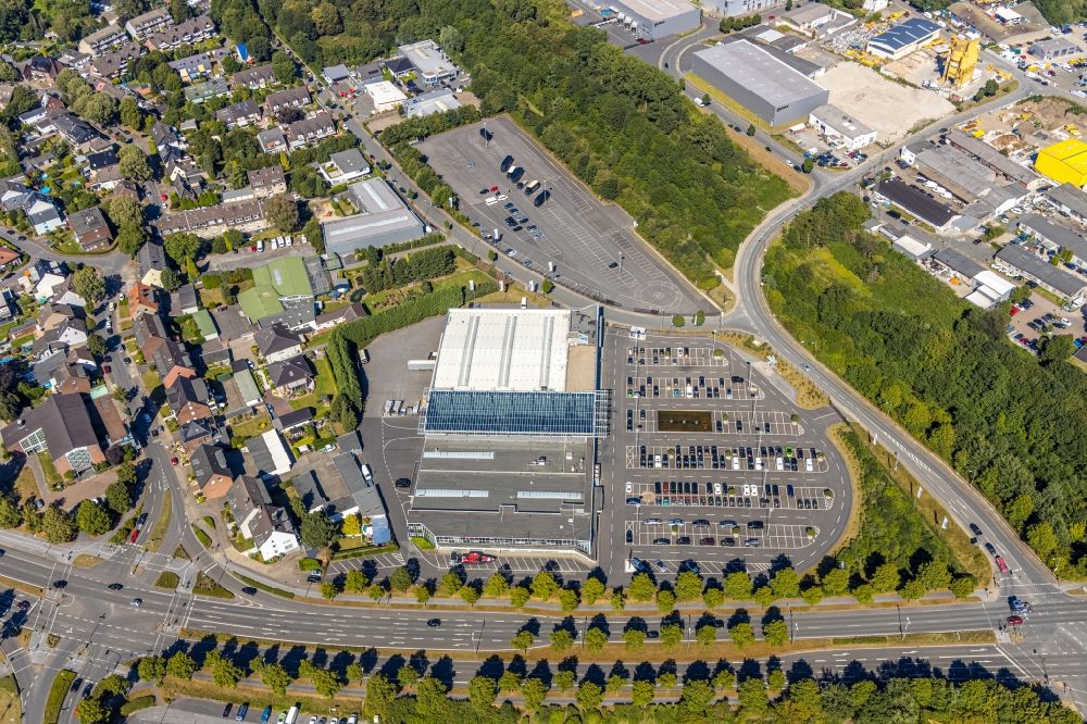 Bottrop from the bird's eye view: Car dealership building of Brabus GmbH on Brabus-Allee in the district Eigen in Bottrop in the state North Rhine-Westphalia, Germany
