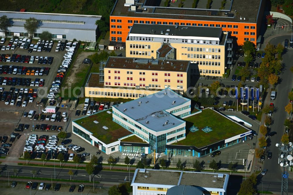 Aerial image Teltow - Car dealership building on Oderstrasse in Teltow in the state Brandenburg, Germany