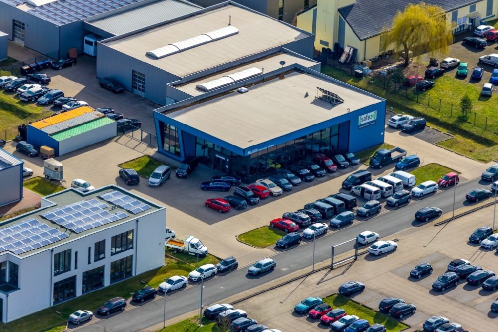 Aerial image Hamm - Car dealership building of Paluch Exclusive Motors GmbH on Herbert-Rust-Weg in the district Norddinker in Hamm in the state North Rhine-Westphalia, Germany