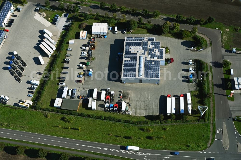 Aerial photograph Barleben - Car dealership building of Curt Schroeter Nachfolger GmbH on Curt-Schroeter-Strasse in Barleben in the state Saxony-Anhalt, Germany