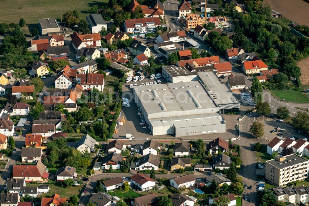 Aerial photograph Kehl - Vehicle trade building of specialist dealer Buerstner Service-Center in Kehl in the state Baden-Wurttemberg, Germany