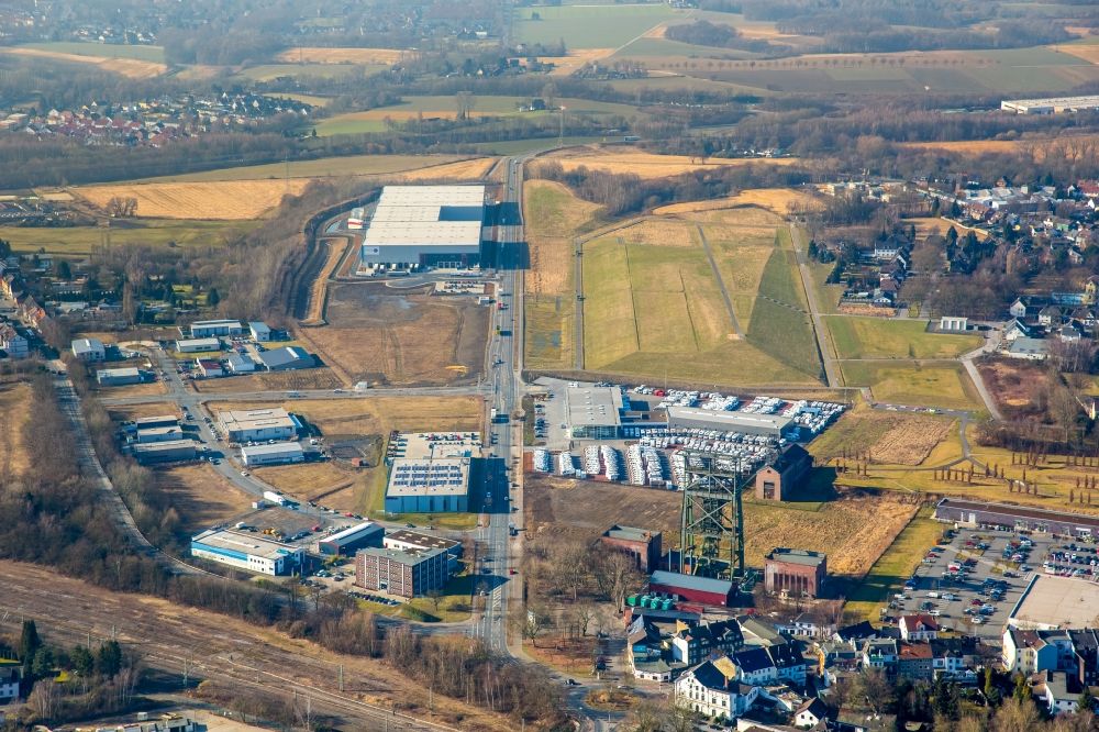 Aerial image Dortmund - Vehicle trade building of specialist dealer Duerrwang GmbH & Co Gneisenauallee in the district Scharnhorst in Dortmund in the state North Rhine-Westphalia