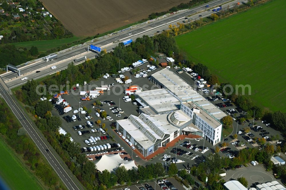 Aerial photograph Magdeburg - Car dealership building Mercedes-Benz STERNAUTO - Magdeburg Am Grossen Silberberg in the district Grosser Silberberg in Magdeburg in the state Saxony-Anhalt, Germany