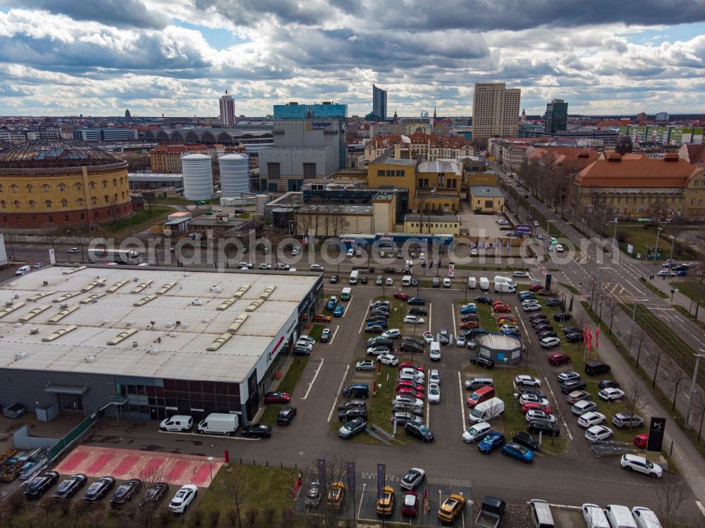 Leipzig from the bird's eye view: Car dealership building PSA Retail Leipzig in Leipzig in the state Saxony, Germany