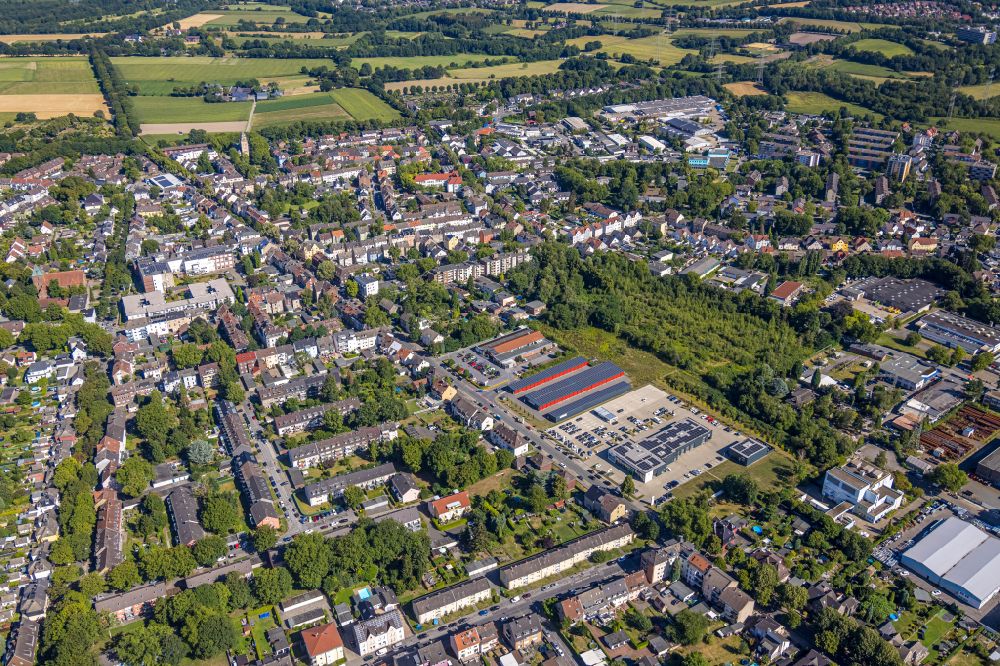 Aerial image Gelsenkirchen - Car dealership building Skoda Autohaus Klaesener on Ewaldstrasse in the district Resse in Gelsenkirchen at Ruhrgebiet in the state North Rhine-Westphalia, Germany