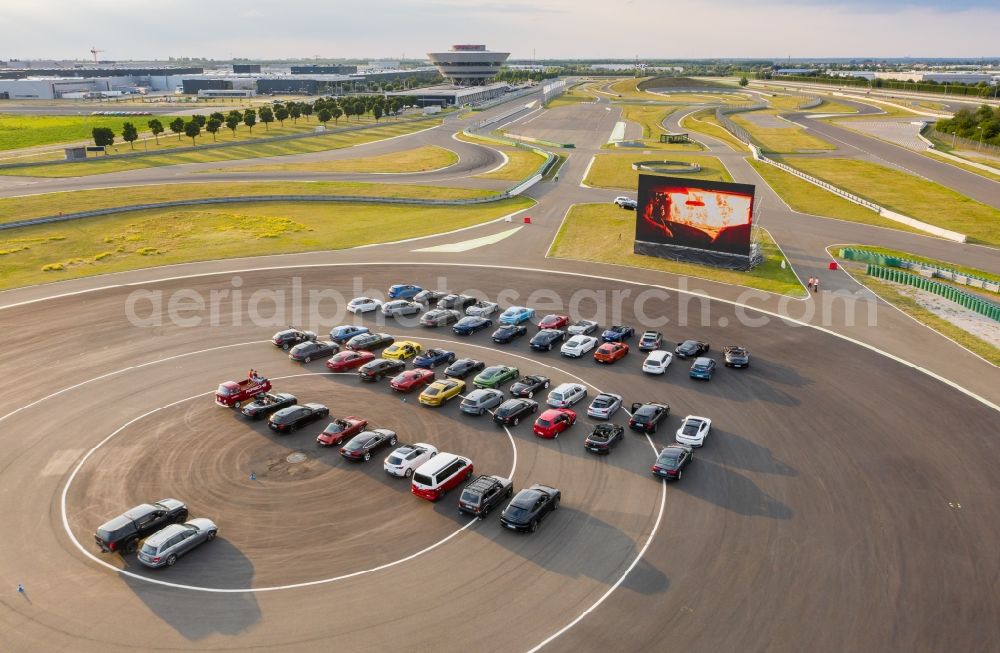 Aerial photograph Leipzig - Test track and practice area for training in the driving safety center of Porsche- Center in the district Luetzschena in Leipzig in the state Saxony, Germany