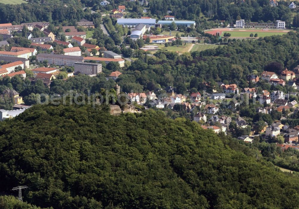 Aerial image Bad Blankenburg - Partial view of Bad Blankenburg with view of the national college of physical education of Bad Blankenburg in the district Saalfeld-Rudolstadt in the state of Thuringia. At the top of the hill lies the castel Greifenstein