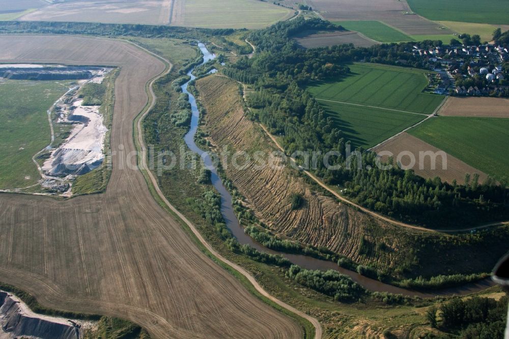 Inden from above - Dredging conveyor bridge in brown coal mine in Inden in the state North Rhine-Westphalia