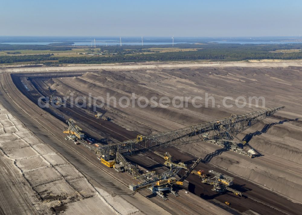 Aerial image Welzow - Dredging conveyor bridge in brown coal mine in Welzow in the state Brandenburg, Germany