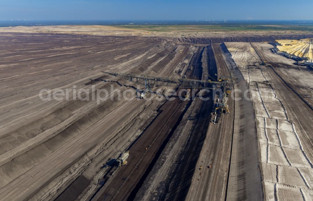 Aerial photograph Welzow - Dredging conveyor bridge in brown coal mine in Welzow in the state Brandenburg, Germany
