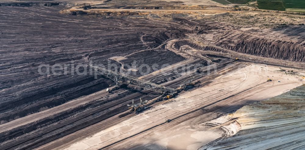Aerial image Welzow - Dredging conveyor bridge in brown coal mine in Welzow in the state Brandenburg, Germany