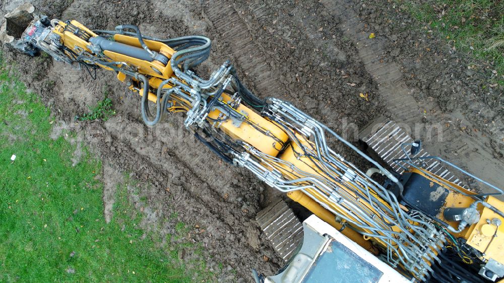 Aerial photograph Hennef (Sieg) - Excavator in the state North Rhine-Westphalia, Germany
