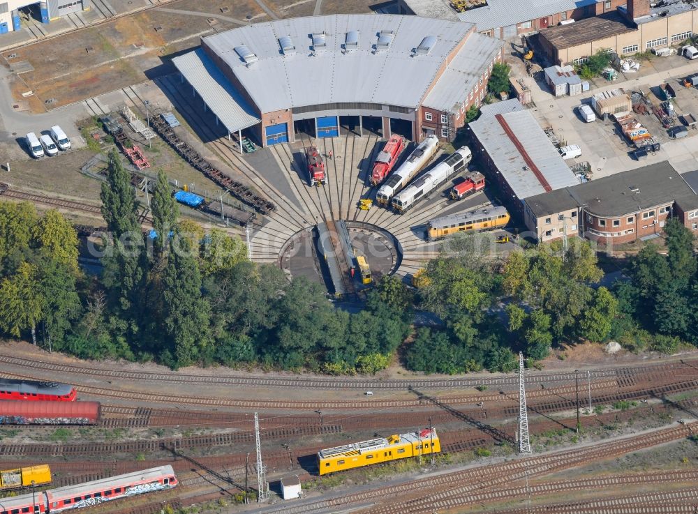 Aerial photograph Cottbus - Railway depot and repair work of DB Fahrzeuginstandhaltung GmbH in Cottbus in the federal state of Brandenburg, Germany