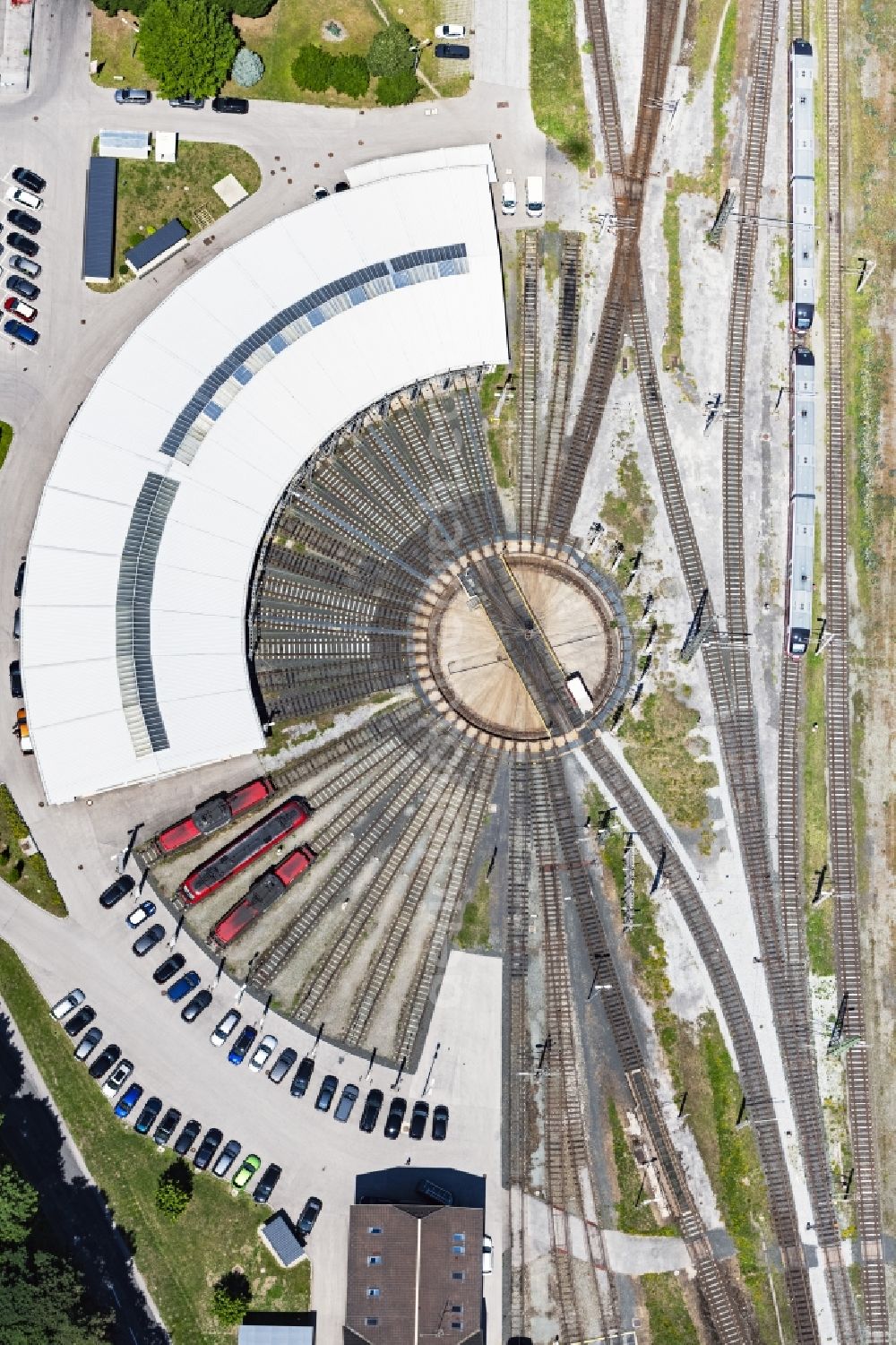 Villach from the bird's eye view: Railway depot and repair shop for maintenance and repair of trains of passenger transport of the series in Villach in Kaernten, Austria