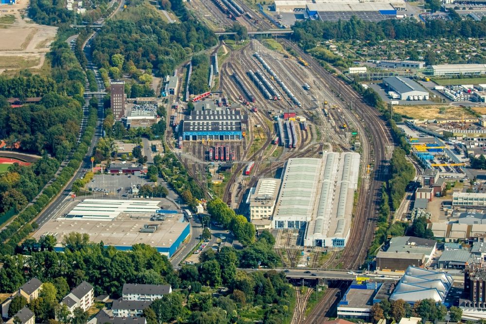 Aerial photograph Dortmund - Marshalling yard and freight stations of the depot station of the Deutsche Bahn in Dortmund in the state of North Rhine-Westphalia