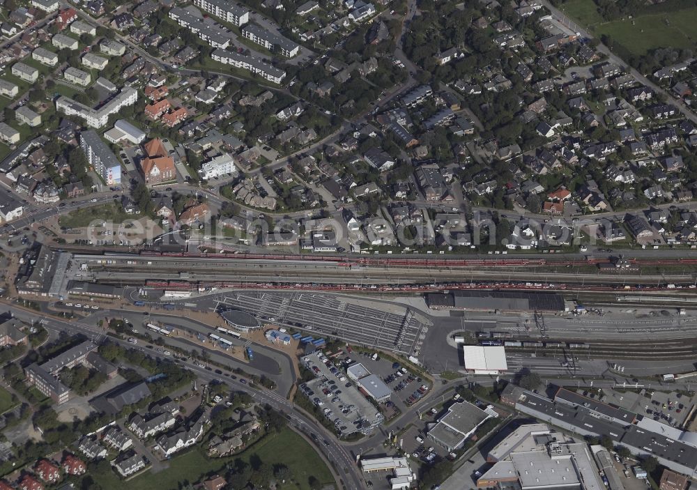 Aerial photograph Sylt - Railway station and car trains in Westerland on Sylt in Schleswig-Holstein