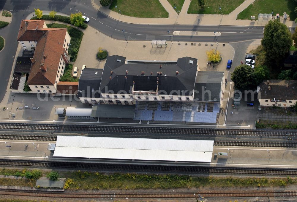 Aerial image Mühlhausen - Railway station and area in Muehlhausen in Thuringia