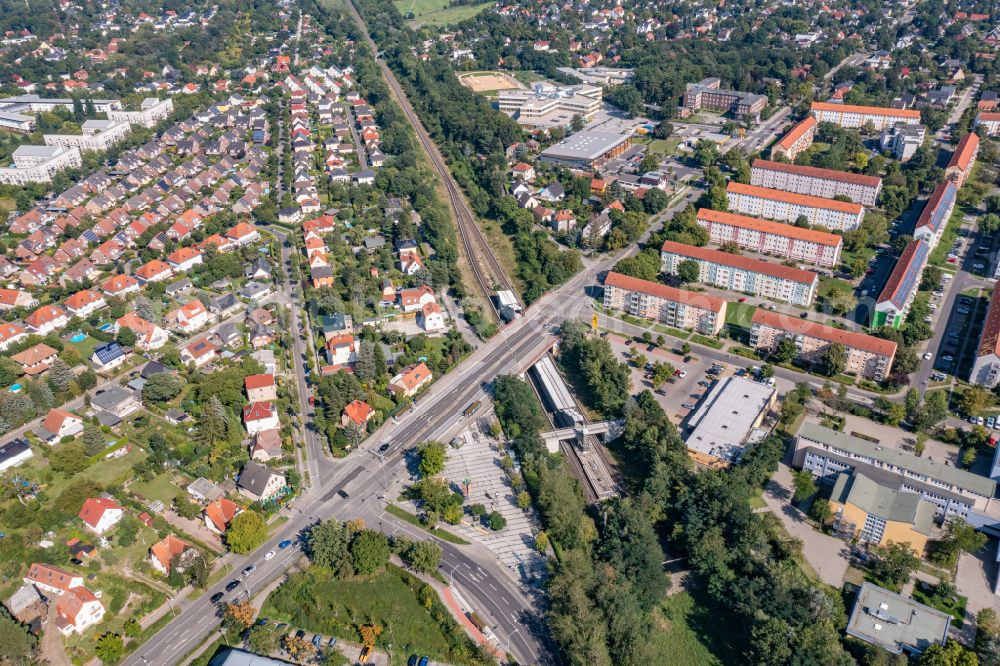 Aerial photograph Teltow - Station building and track systems of the S-Bahn station Teltow-Stadt in Teltow in the state Brandenburg, Germany
