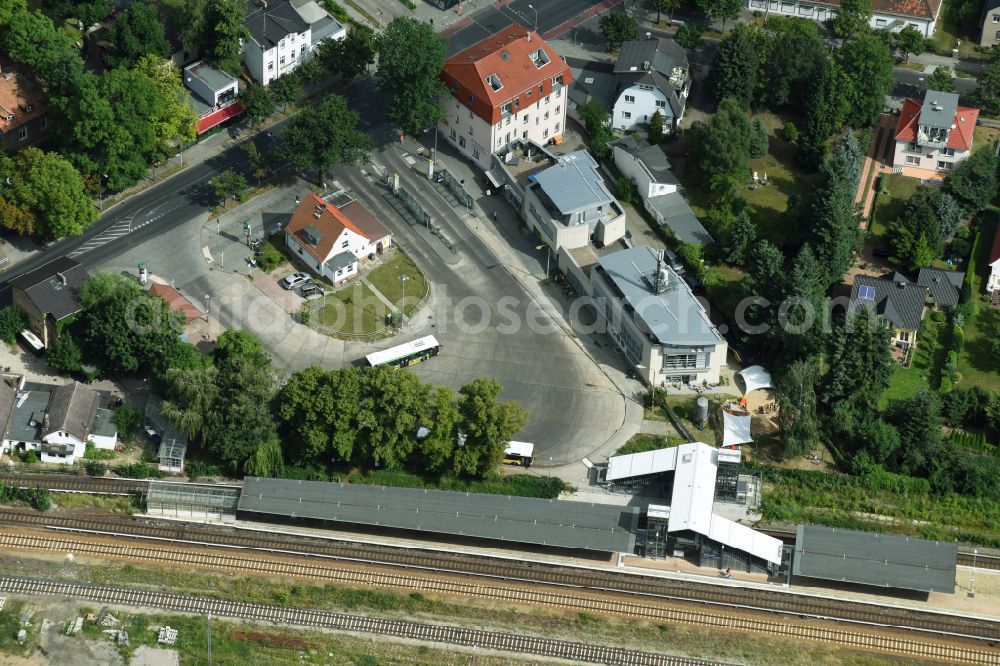 Aerial image Berlin - Station building and track systems of the S-Bahn station Kaulsdorf in Berlin, Germany