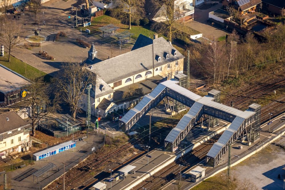 Aerial image Bochum - Station building and track systems of the S-Bahn station in the district Dahlhausen in Bochum in the state North Rhine-Westphalia, Germany