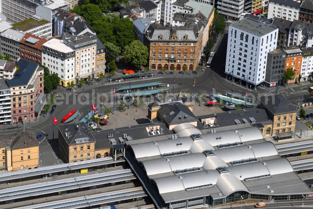 Aerial image Mainz - Main train station in Mainz in Rhineland-Palatinate