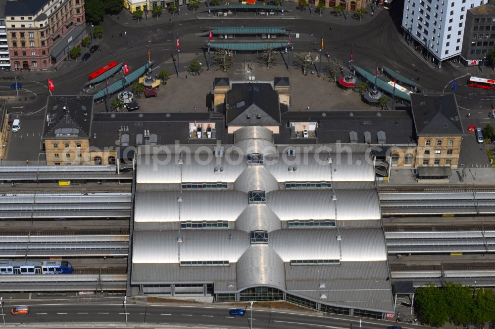 Aerial image Mainz - Main train station in Mainz in Rhineland-Palatinate