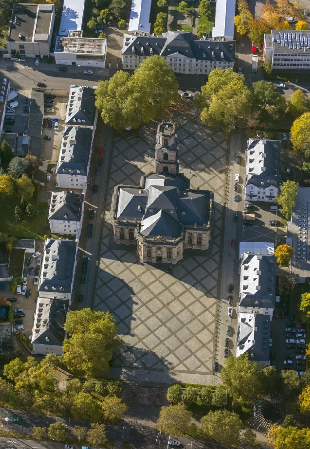 Aerial photograph Saarbrücken - Louis Baroque church on the Ludwigsplatz in Saarbrücken in Saarland