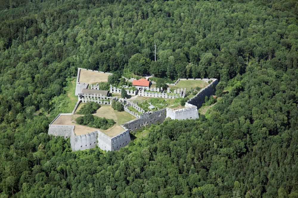 Aerial photograph Schnaittach - Bastion an vestiges of the former castle and fortress in Schnaittach in the state Bavaria