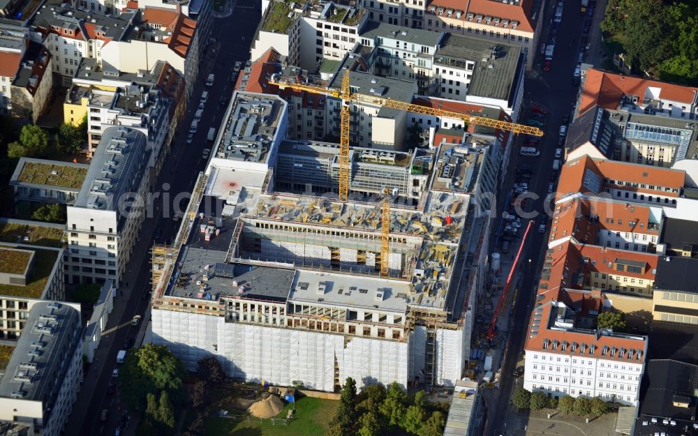 Berlin from above - View of the building work between the Reinhardtstraße and the Schumannstraße. On the former canteen area now an ensemble of habitation, office and company will be built