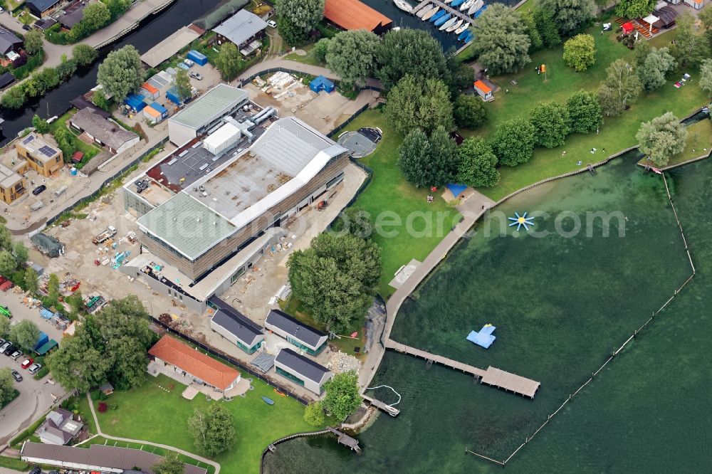Aerial image Starnberg - Construction work on the swimming pool Wasserpark Seebad in Starnberg in the state of Bavaria, Germany