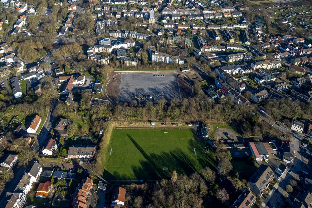 Aerial image Werne - Construction work on the sports field soccer field of WSV Bochum 06 e.V. on Heinrich-Gustav-Strasse in Werne in the Ruhr area in the state of North Rhine-Westphalia, Germany