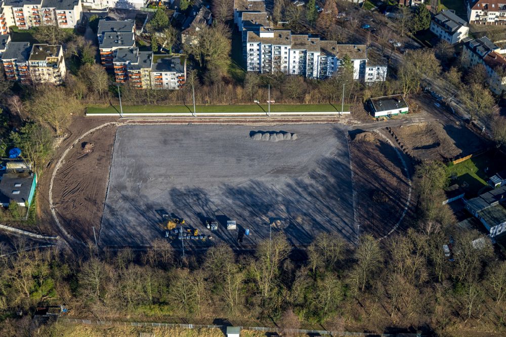 Aerial photograph Werne - Construction work on the sports field soccer field of WSV Bochum 06 e.V. on Heinrich-Gustav-Strasse in Werne in the Ruhr area in the state of North Rhine-Westphalia, Germany