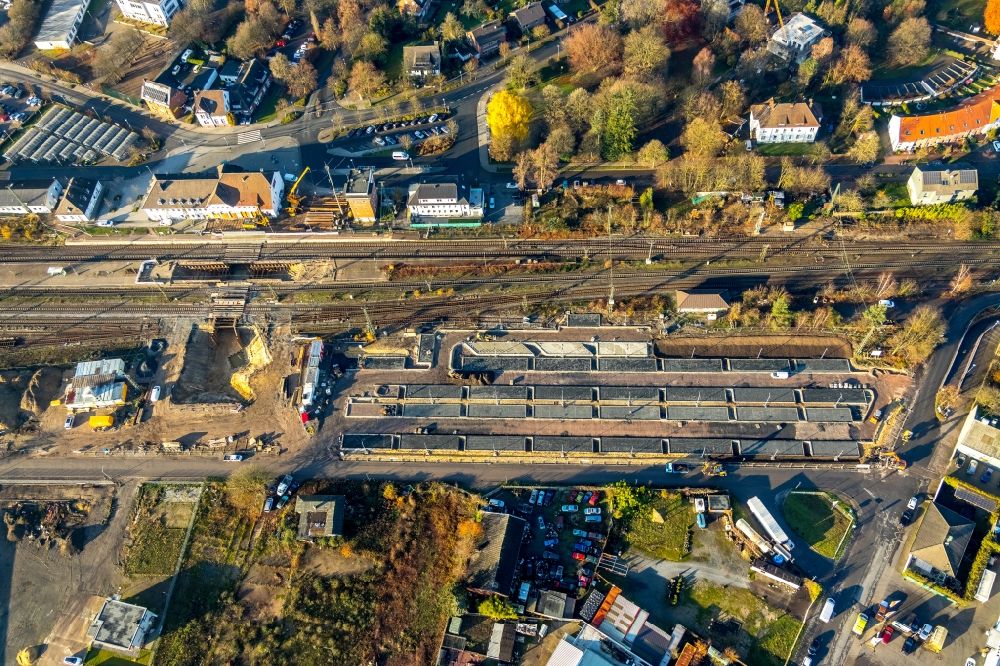 Aerial image Haltern am See - Construction work for the reconstruction of the station building in Haltern am See in the state North Rhine-Westphalia, Germany