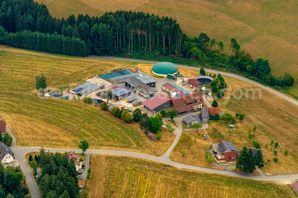 Aerial image Freiamt - Biogas storage tank in biogas park in Freiamt in the state Baden-Wuerttemberg, Germany