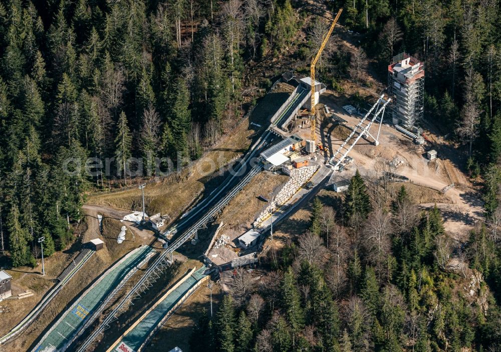 Aerial photograph Hinterzarten - Training and competitive sports center of the ski jump Baustelle in Hinterzarten in the state Baden-Wuerttemberg, Germany