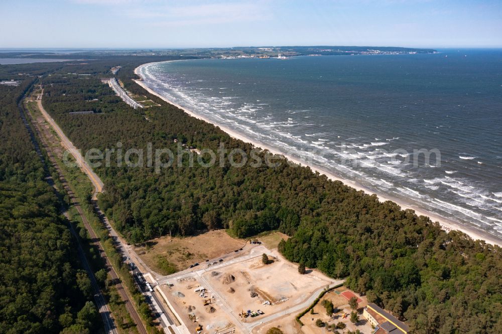 Binz from above - Construction site from the construction of a senior and age-appropriate residential complex Strandkieker in Binz island Ruegen in the state Mecklenburg - Western Pomerania, Germany